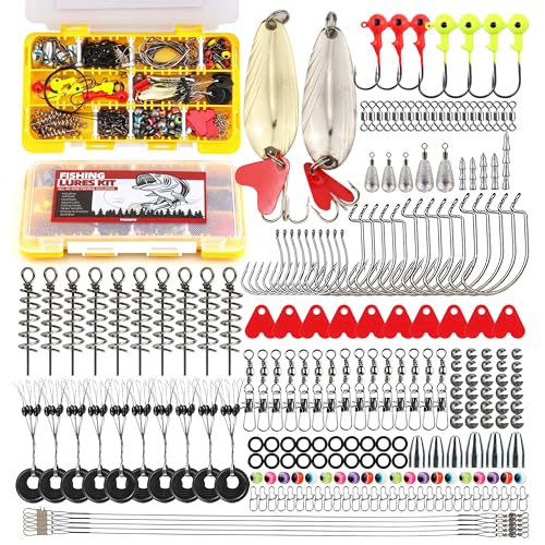 Fishing Tackle Box Set – Lure Kit for Freshwater & Saltwater, Crankbaits, Spinnerbaits, Soft Plastics, Jigs, Weights, Hooks – All-in-One Fishing Gear for Men - style: 232pcs