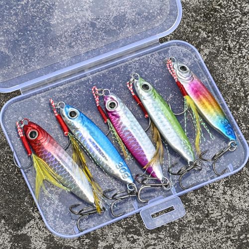 Jigs Fishing Lures Saltwater Fishing Spoons with Ultra-Sharp Hooks Micro Jigging Bait for Bass Tuna Salmon Grouper