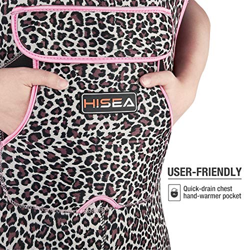 HISEA Womens Chest Waders, 4.5mm Neoprene Leopard Hunting Wader for Women with Insulated Boots, Waterproof Fishing Waders - color: Pink Leopard, size: 8