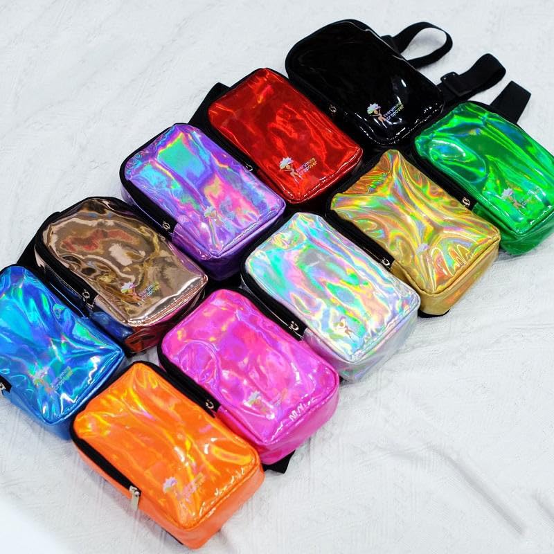 Holographic Thigh Bag | Leg Harness for Women | Outdoor Waist Pouch | Carnival Hiking Travel Fanny Pack with Adjustable Straps | Black Gloss - color: Black Glossy