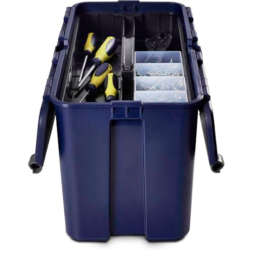 Raaco Tool Box with Removable Trays – Durable Plastic Polypropylene (PP) Organizer with Handle, Stackable & Lockable, 66 lb Load Capacity (Compact 20) - style: Close