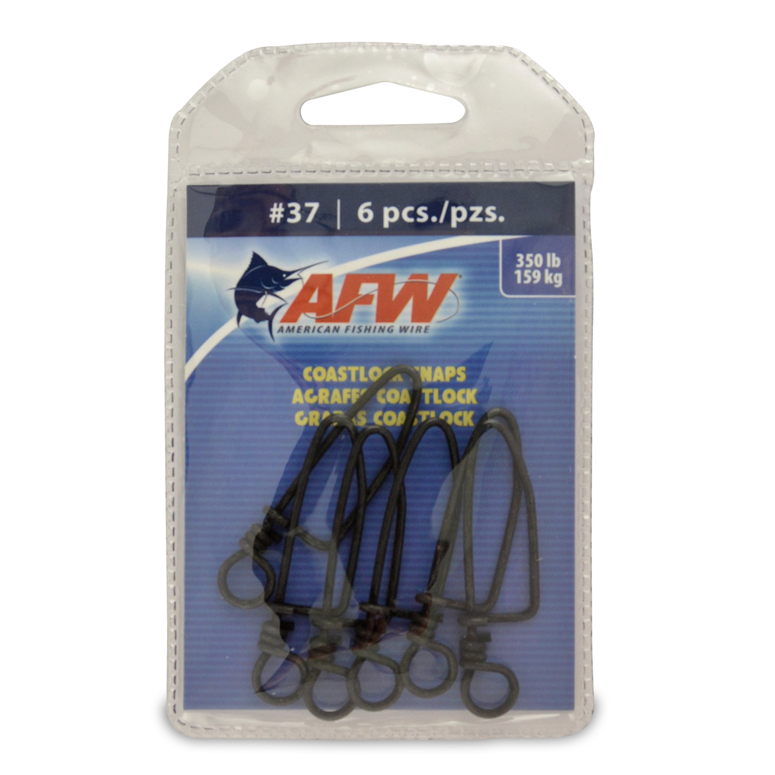 AFW Brass Coastlock Snap Swivels – Durable Fishing Gear with High-Strength Wire Snaps, Black Oxide Finish, Prevents Line Twisting & Kinking, Supports Up to 350 lb Test. - size: 6 Pieces, 350 Pound Test